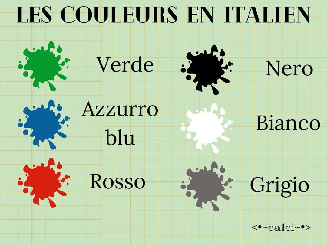 Les couleurs en italien 