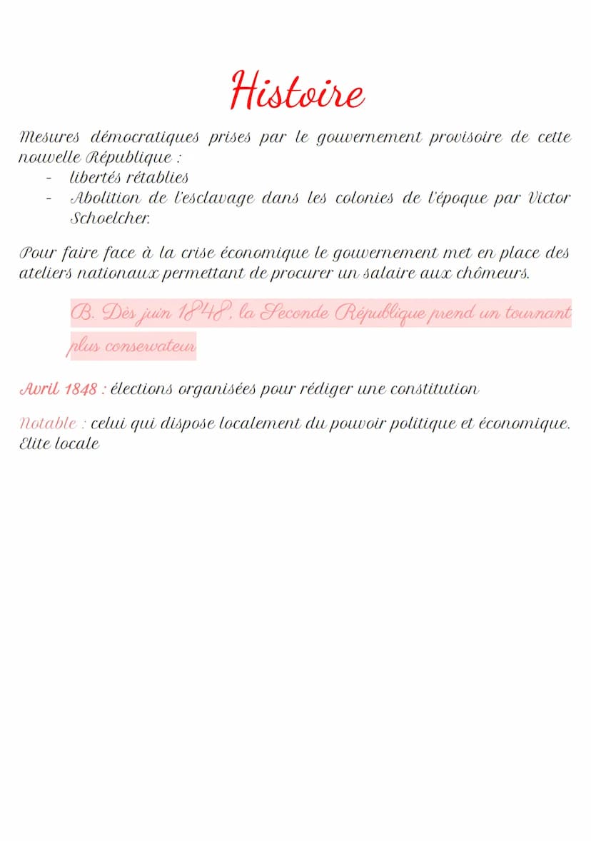 Histoire
THÈME 2 : LA FRANCE DANS L'EUROPE DES NATIONALITÉS : POLITIQUE ET
SOCIÉTÉ (1848-1871)
Chapitre 1 : La seconde République et le seco