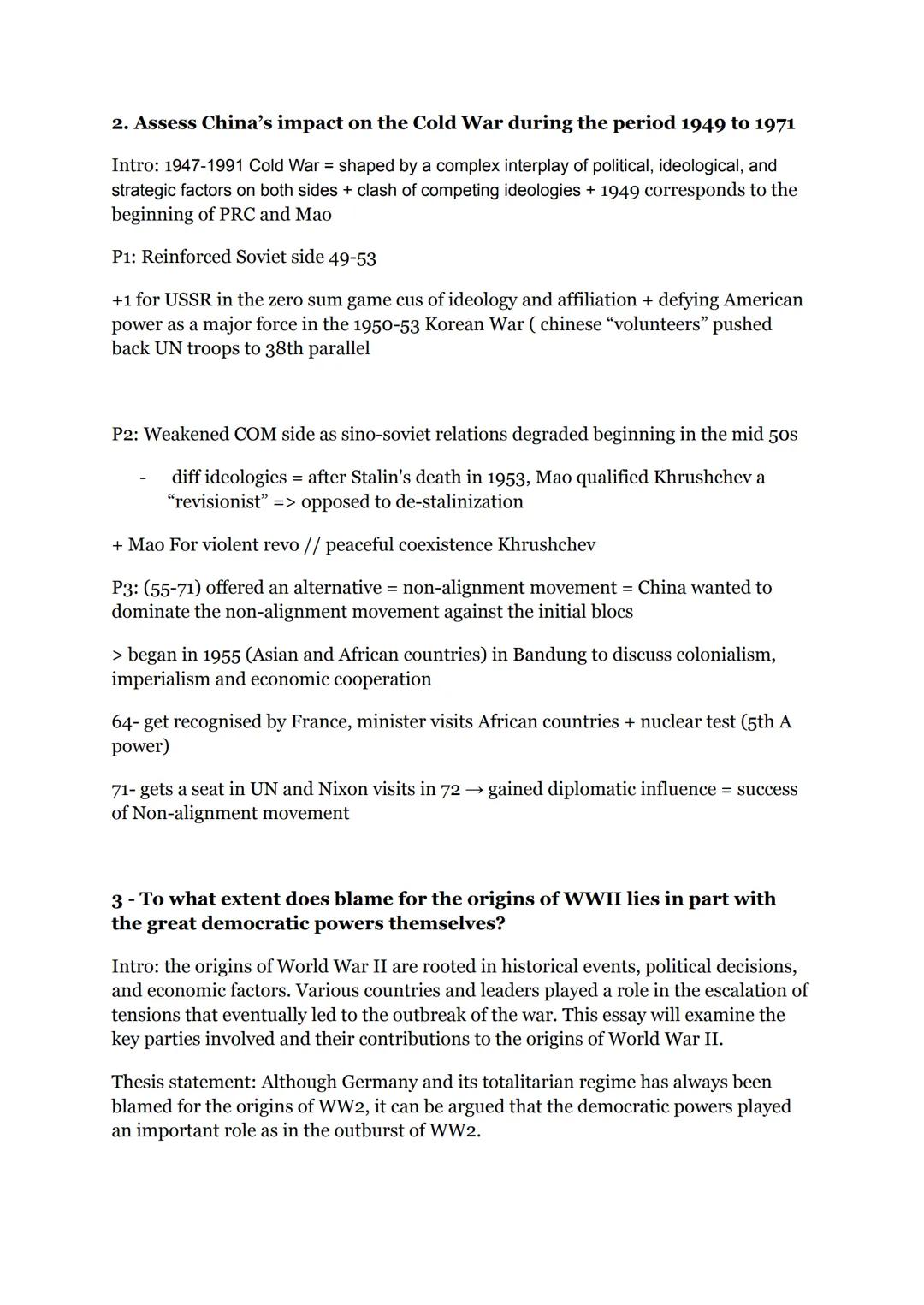 1- How far do you agree that the Soviets are mainly to blame for the
origins of the Cold War?
Intro: 1947-1991 origins of the Cold War = sha