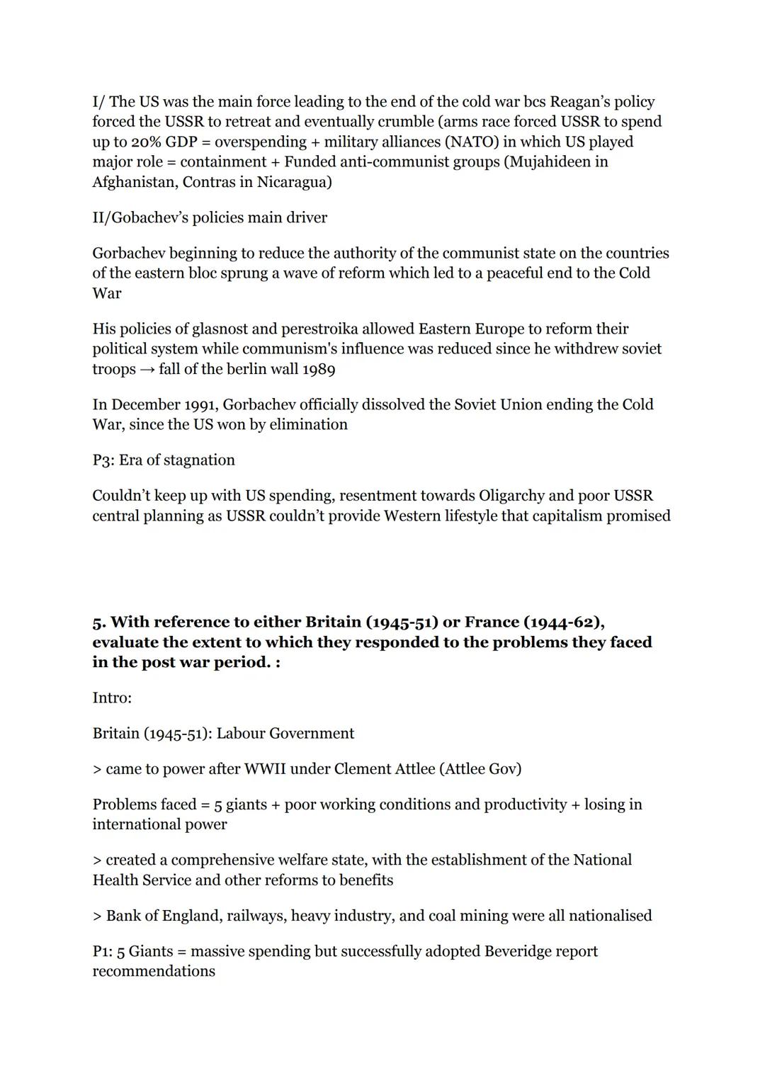 1- How far do you agree that the Soviets are mainly to blame for the
origins of the Cold War?
Intro: 1947-1991 origins of the Cold War = sha