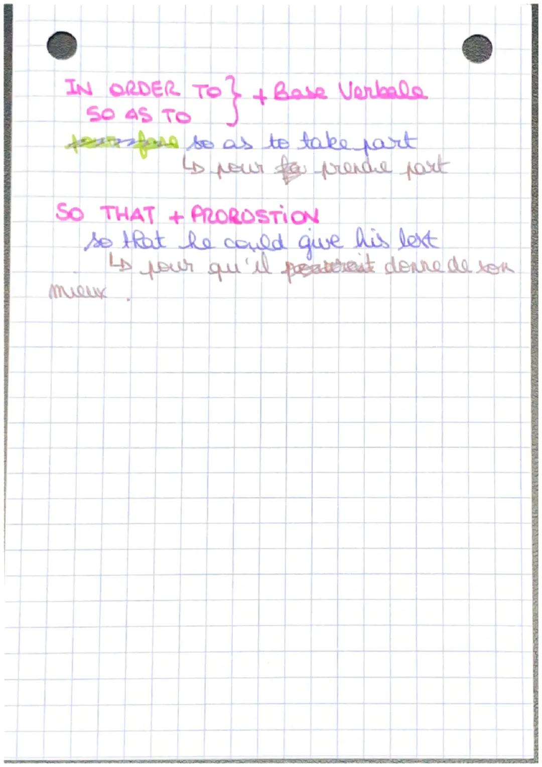 # ANGLAIS

CAUSE:
As $\rightarrow$ Comme
Because $\rightarrow$ parce que
Since $\rightarrow$ puisque
Because of $\rightarrow$ à cause de
(fo
