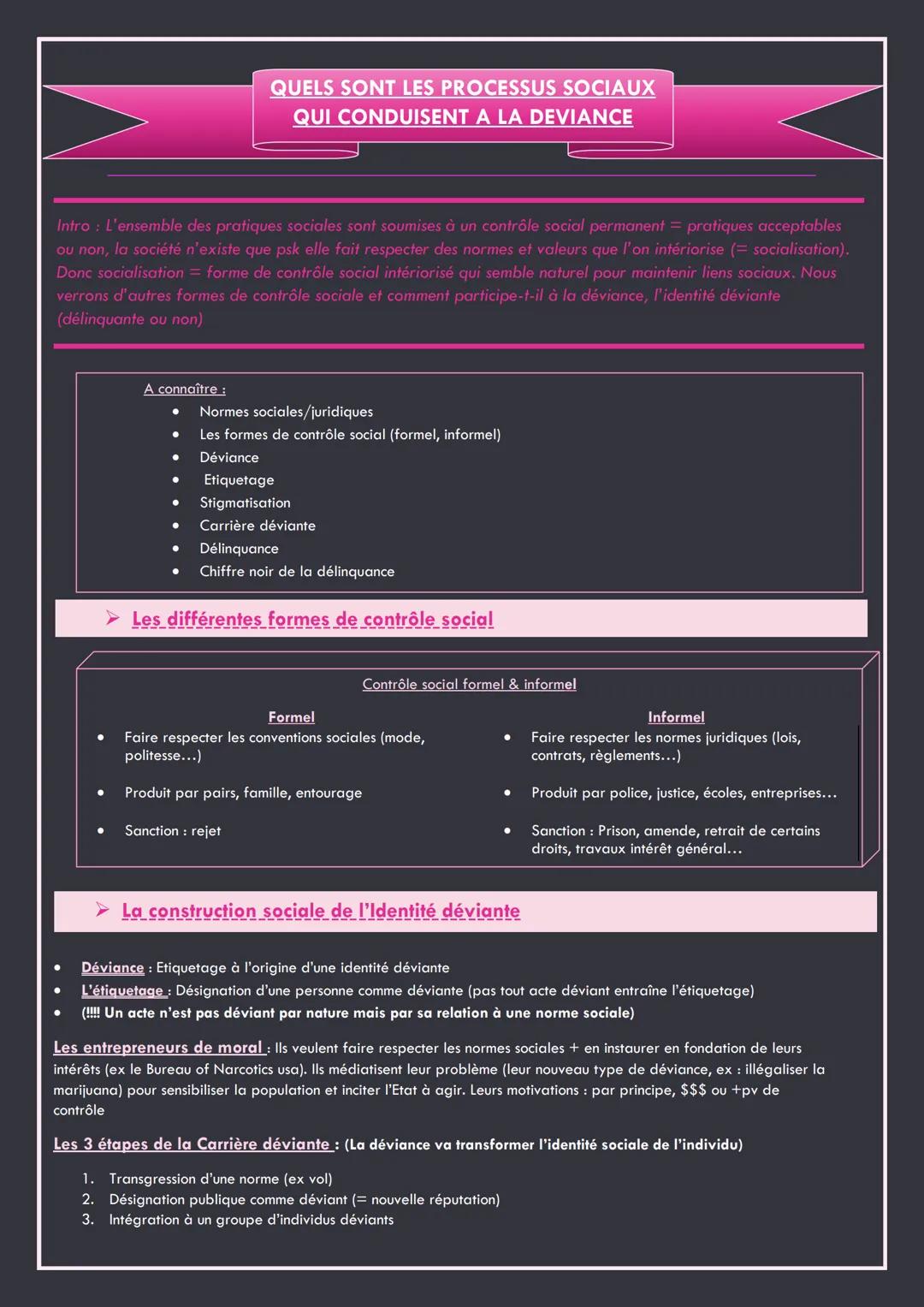 Intro : L'ensemble des pratiques sociales sont soumises à un contrôle social permanent = pratiques acceptables
ou non, la société n'existe q