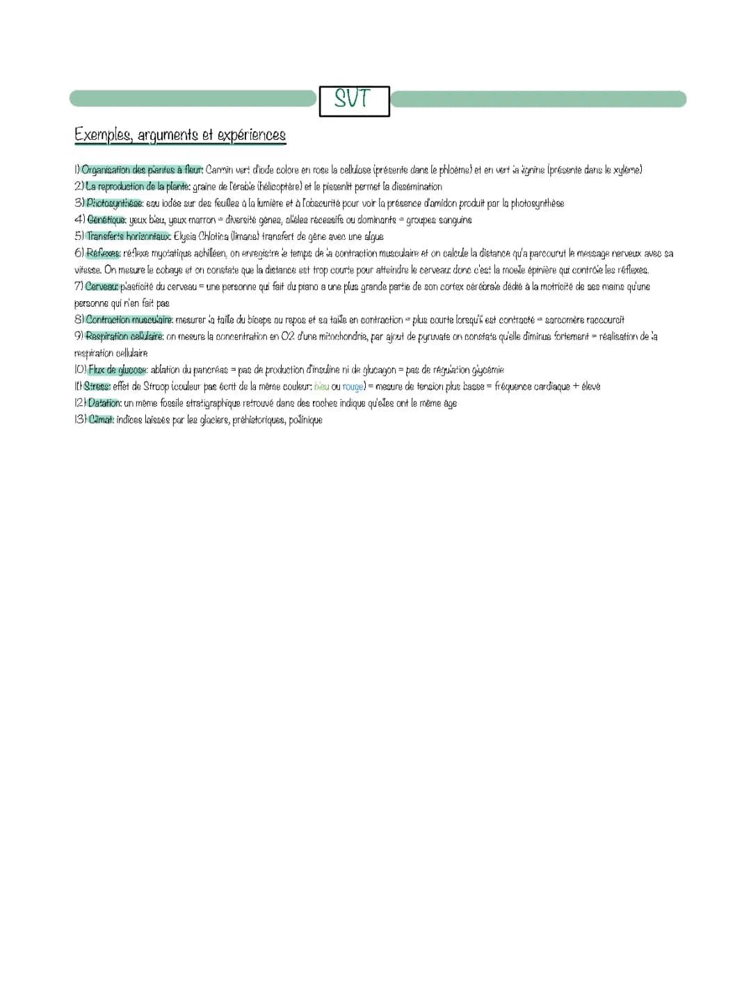 Exemples, arguments et expériences pour les synthèses