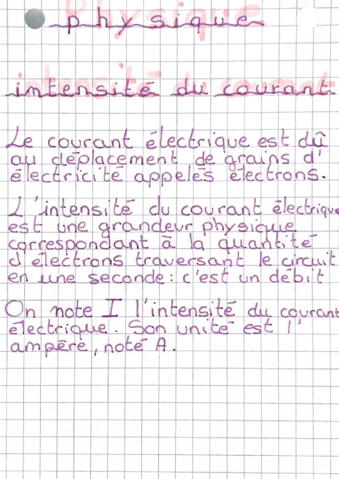 intensité du courant 