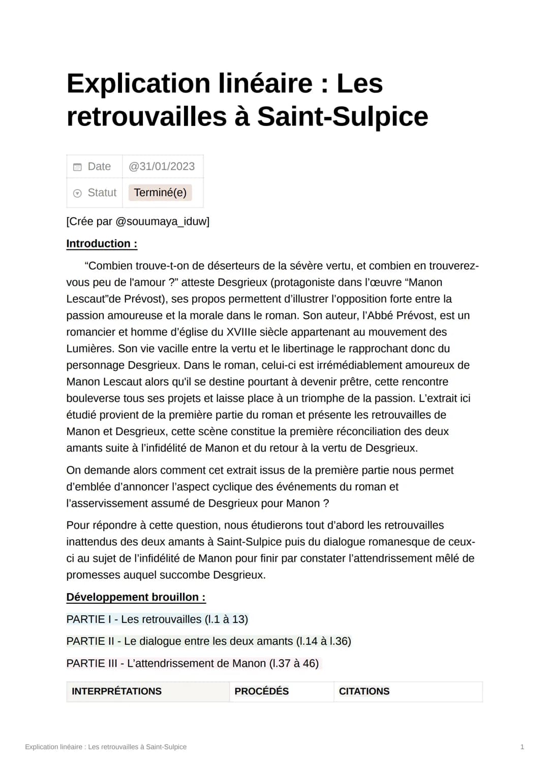 Explication linéaire : Les
retrouvailles à Saint-Sulpice
Date @31/01/2023
Ⓒ Statut Terminé(e)
[Crée par @souumaya_iduw]
Introduction :
"Comb