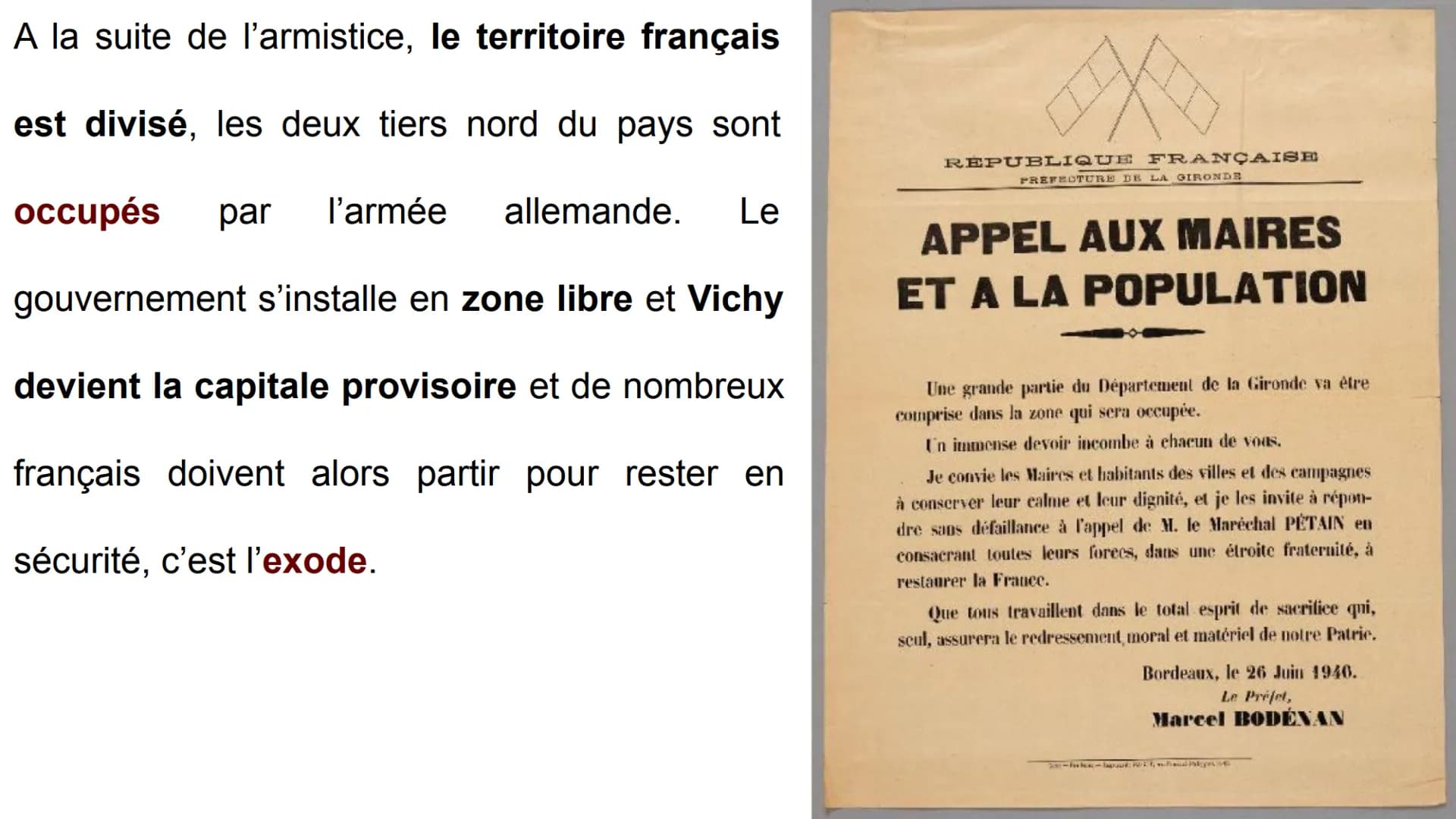 Chapitre 4. La France défaite et occupée. Régime de
Vichy, Collaboration, Résistance.
Problématique : Comment la France se transforme-t-elle