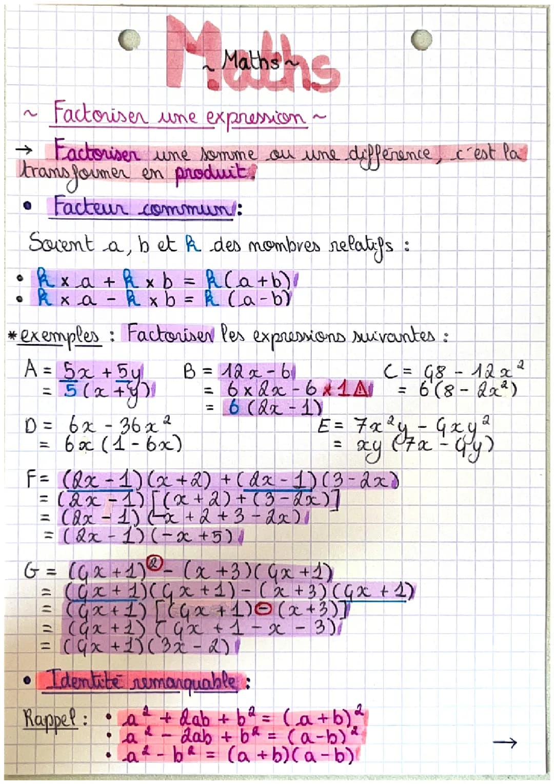 Maths : Factoriser une expression  