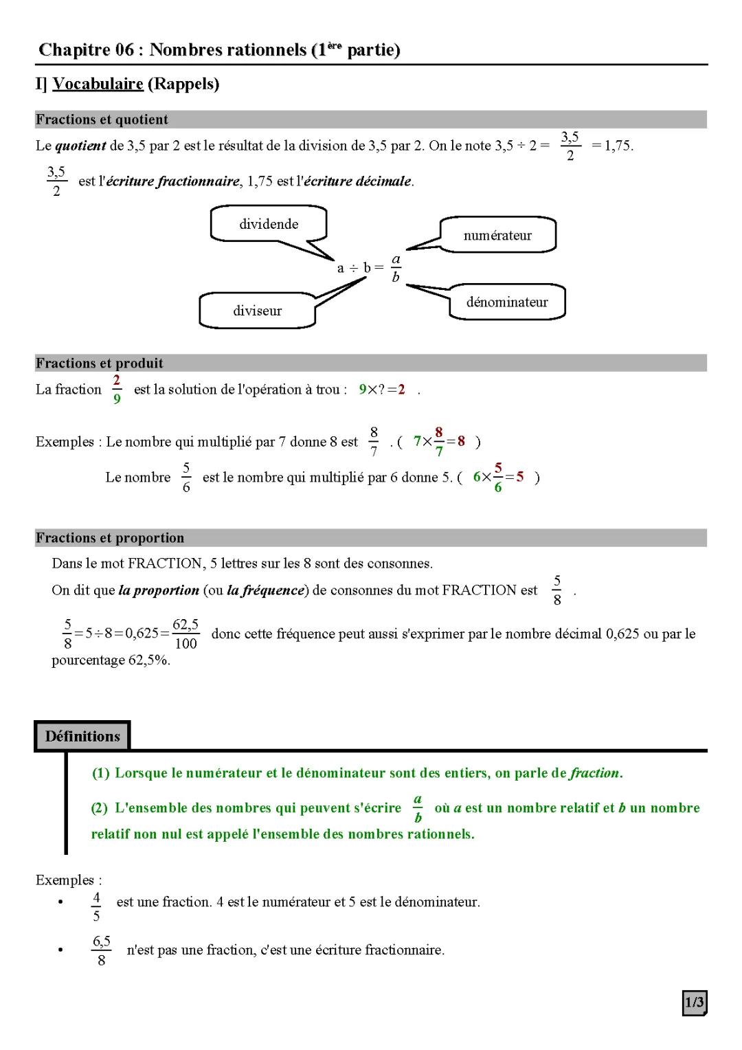 Comprendre la simplification des fractions rationnelles et la division par un nombre décimal