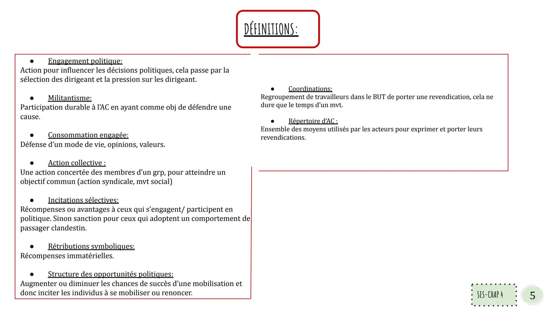 LE VOTE forme la plus répandue dans nos démocraties
représentatives.
MAIS : Déclin depuis années 60 + montée de l'abstention
Abstention car 