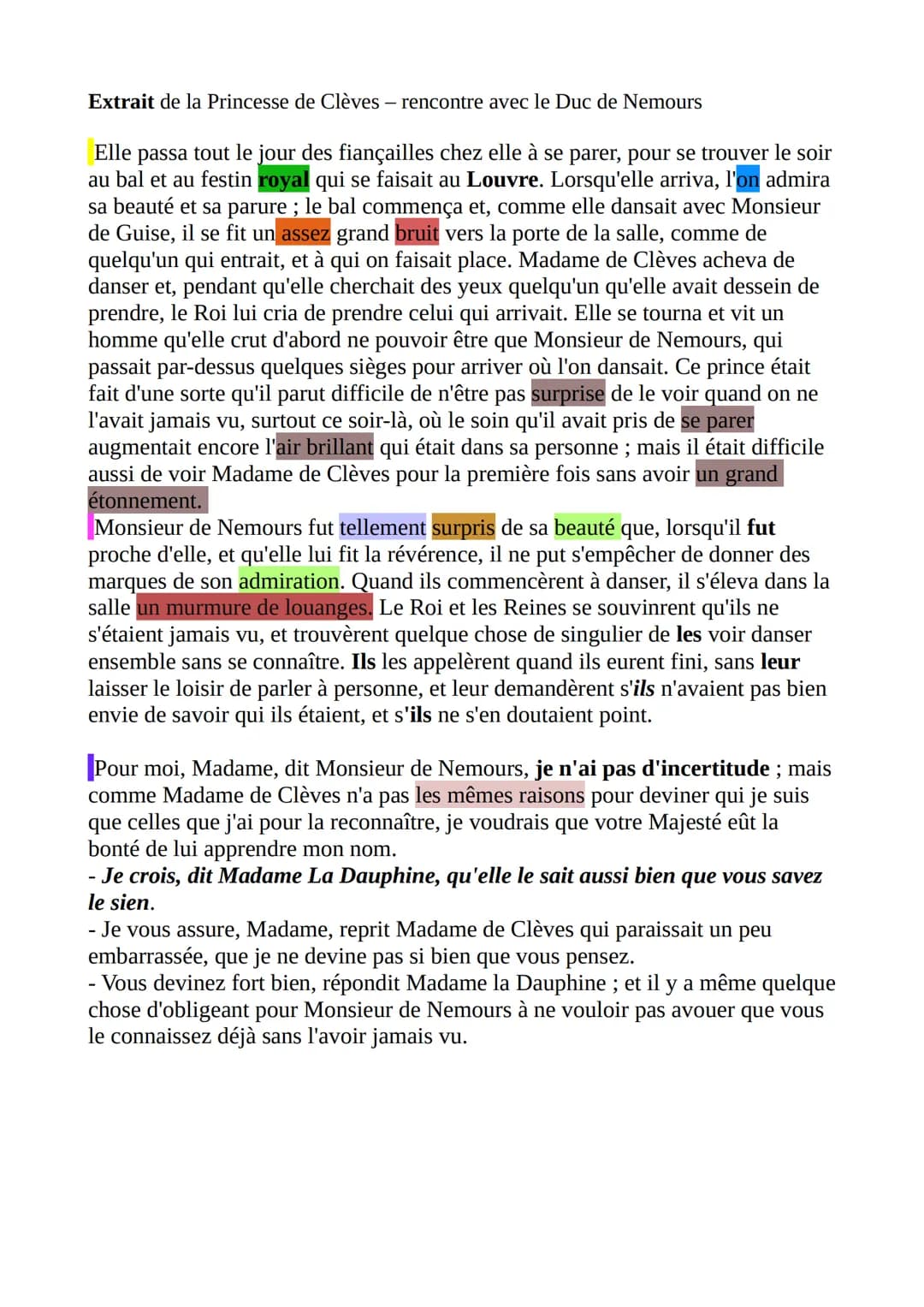 Séquence 1: Parcours : Individu, morale et société
La Princesse de Clèves, extrait 2 : la rencontre entre la princesse de Clèves et le
duc d