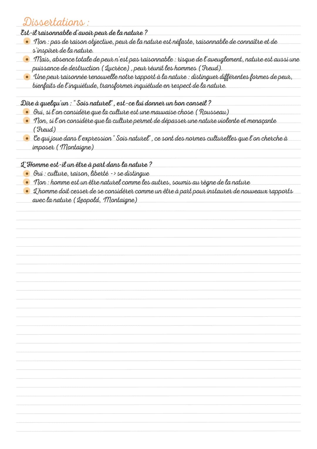 Philosophie
Notion : la nature
Idées:
Définition: ensemble des réalités qui existent sans intervention humaine, ainsi que le principe de dév