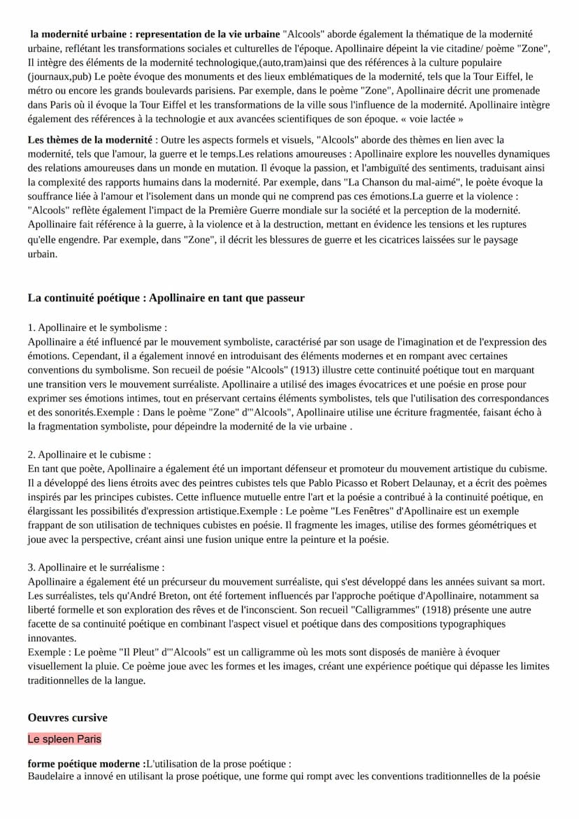 Dissertation Alcools, Guillaume Apollinaire,
Amorce: << En poésie, nous avons des droits sur les paroles qui forment et défont l'Univers. » 