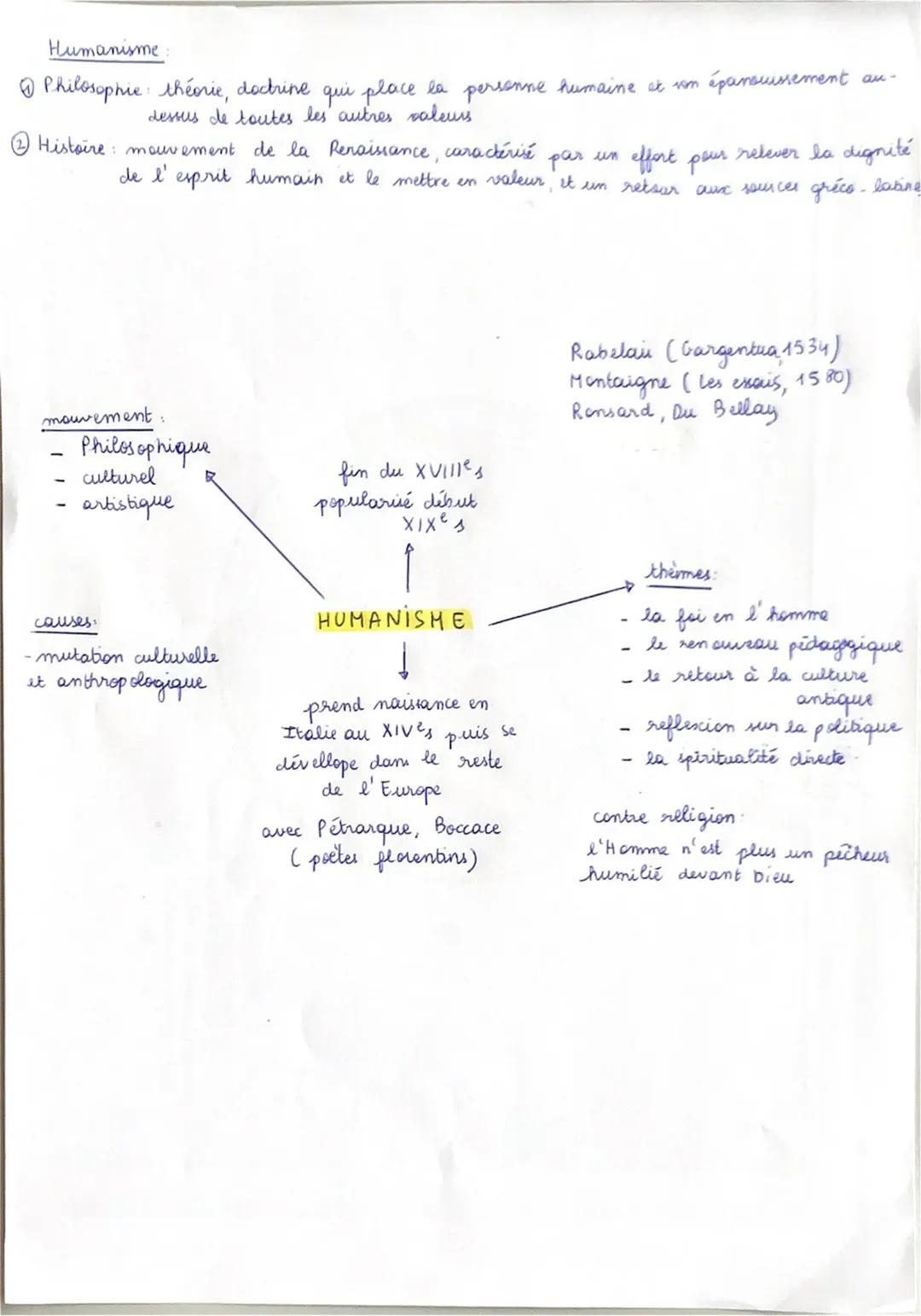 Humanisme
Philosophie : théorie, doctrine qui place la personne humaine et son épanouissement
dessus de toutes les autres valeurs
Histoire m
