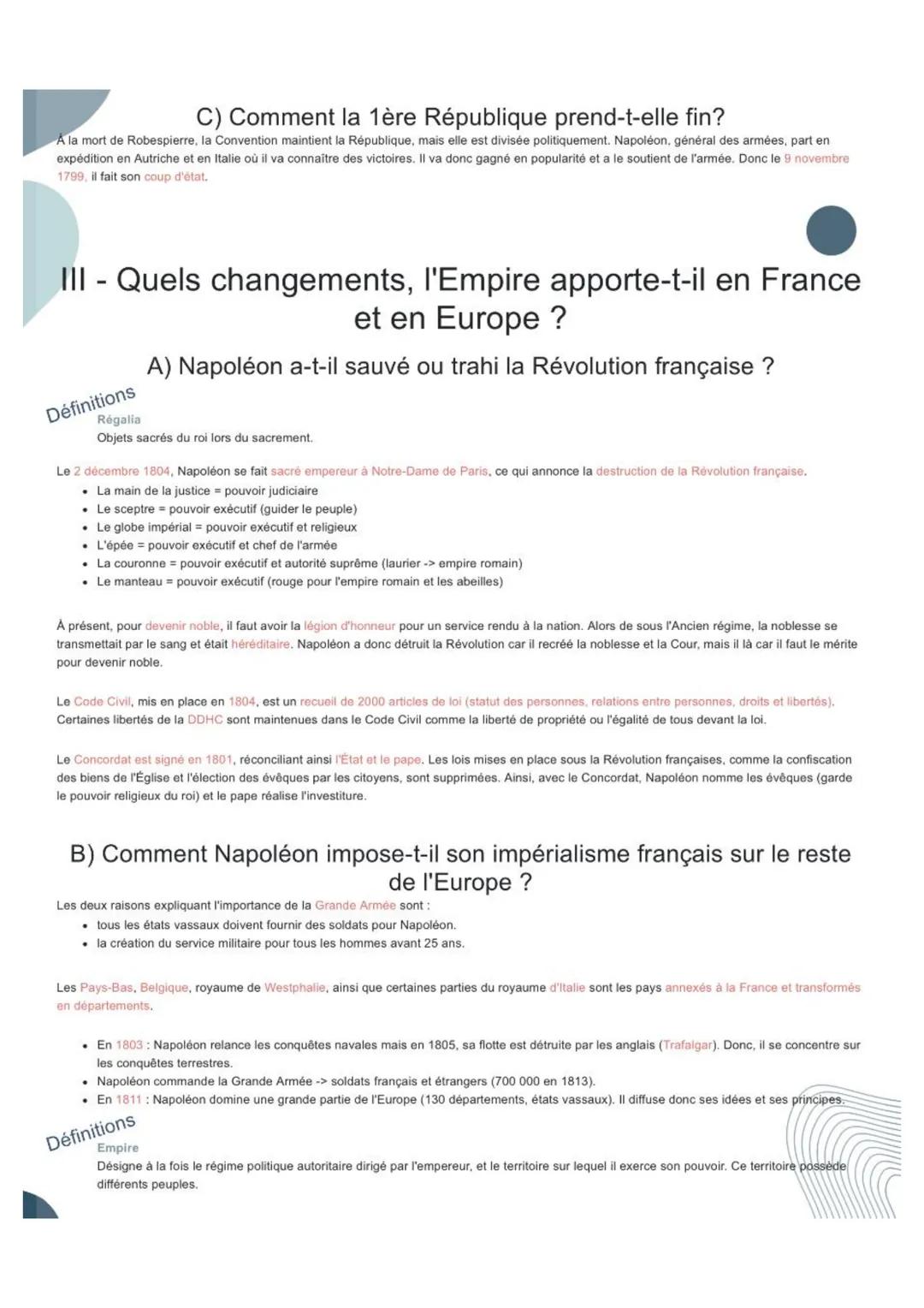 CHAPITRE 1 - La
Révolution française et
l'Empire, une nouvelle
conception de la nation
I - Comment la nation affirme-t-elle sa souveraineté
