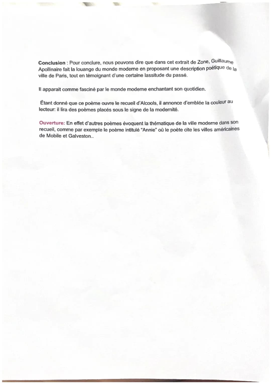 Lecture Linéaire 1: Zone Alcools, Apollinaire
Introduction : Le début du 20ème siècle est une époque de bouleversements aussi bien
historiqu