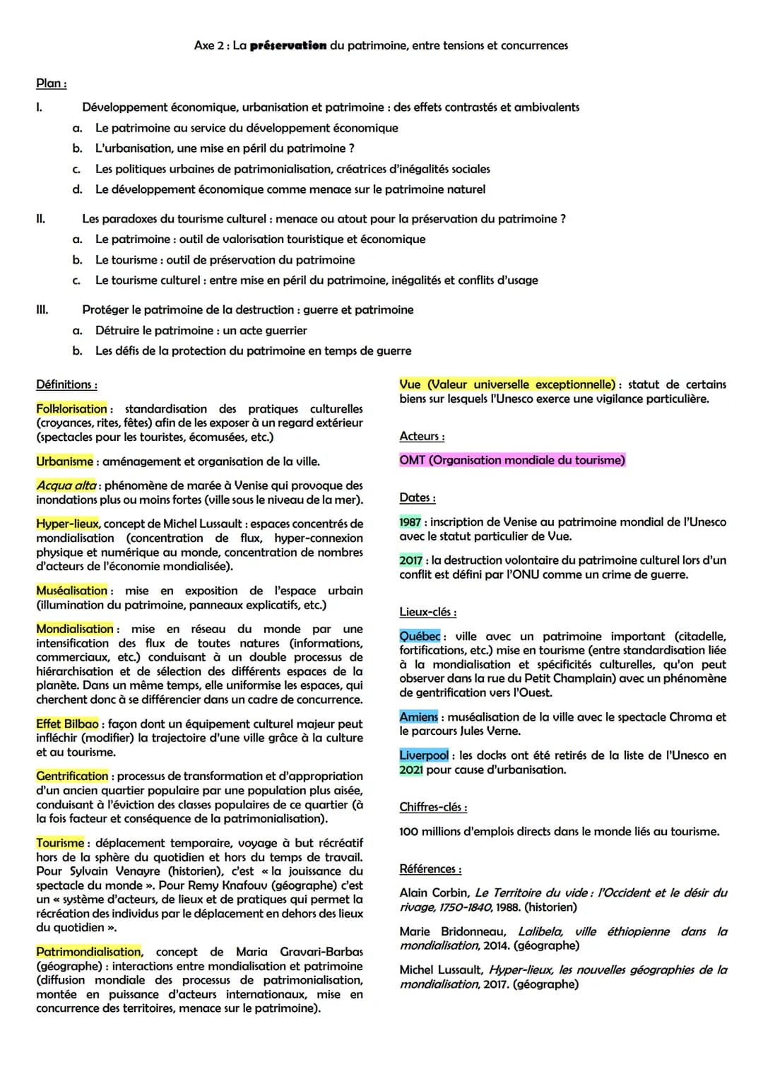 THÈME 4: IDENTIFIER, PROTÉGER ET VALORISER LE PATRIMOINE : ENJEUX GÉOPOLITIQUES
Accroches:
« Le patrimoine est l'héritage du passé dont nous
