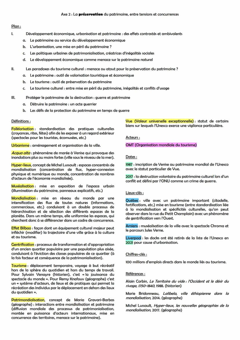 THÈME 4: IDENTIFIER, PROTÉGER ET VALORISER LE PATRIMOINE : ENJEUX GÉOPOLITIQUES
Accroches:
« Le patrimoine est l'héritage du passé dont nous