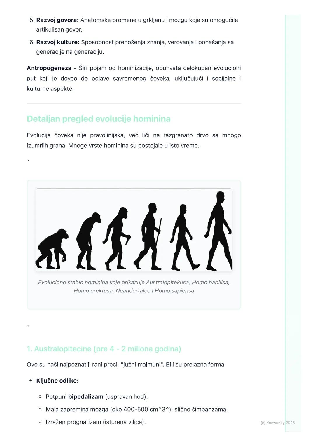# Evolucija čoveka

## Mesto čoveka u prirodi i osnovni pojmovi

Evolucija čoveka, ili antropogeneza, je proces koji objašnjava poreklo vrst