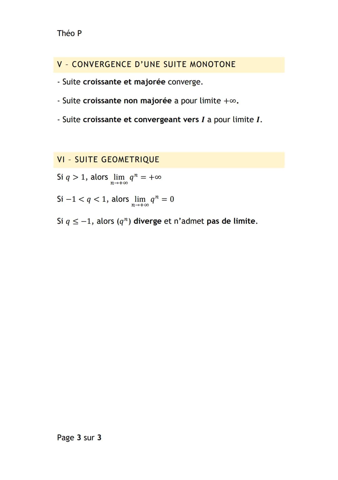 Théo P
MATHEMATIQUES
LIMITE D'UNE SUITE
I - DEFINITION
- Limite finie d'une suite : (un) admet pour limite I E R, si
tout intervalle avec I 