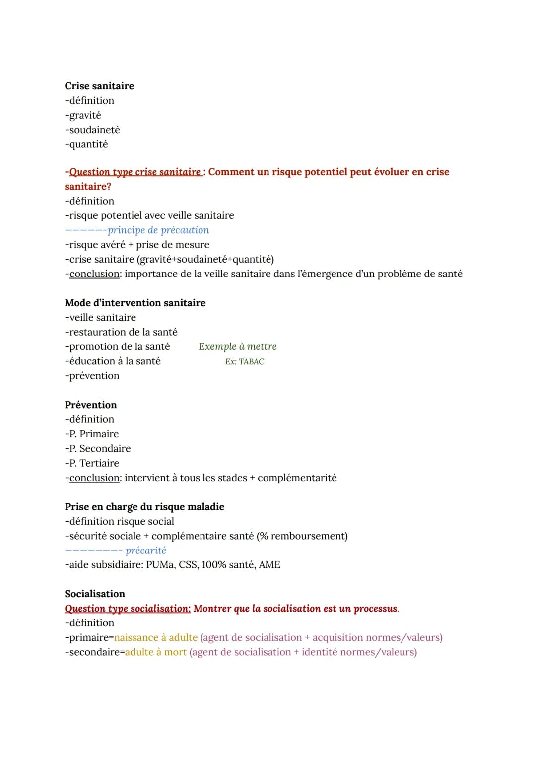 Questions développement: structure des réponses par notions.
À savoir: on peut faire des ouvertures dans les conclusions!
Chapitres non éval