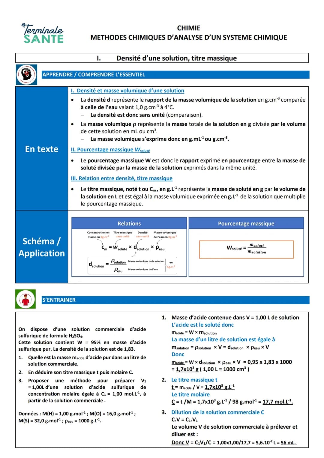 CHIMIE
Terminale
SANTÉ METHODES CHIMIQUES D'ANALYSE D'UN SYSTEME CHIMIQUE
En texte
APPRENDRE / COMPRENDRE L'ESSENTIEL
Schéma /
Application
●