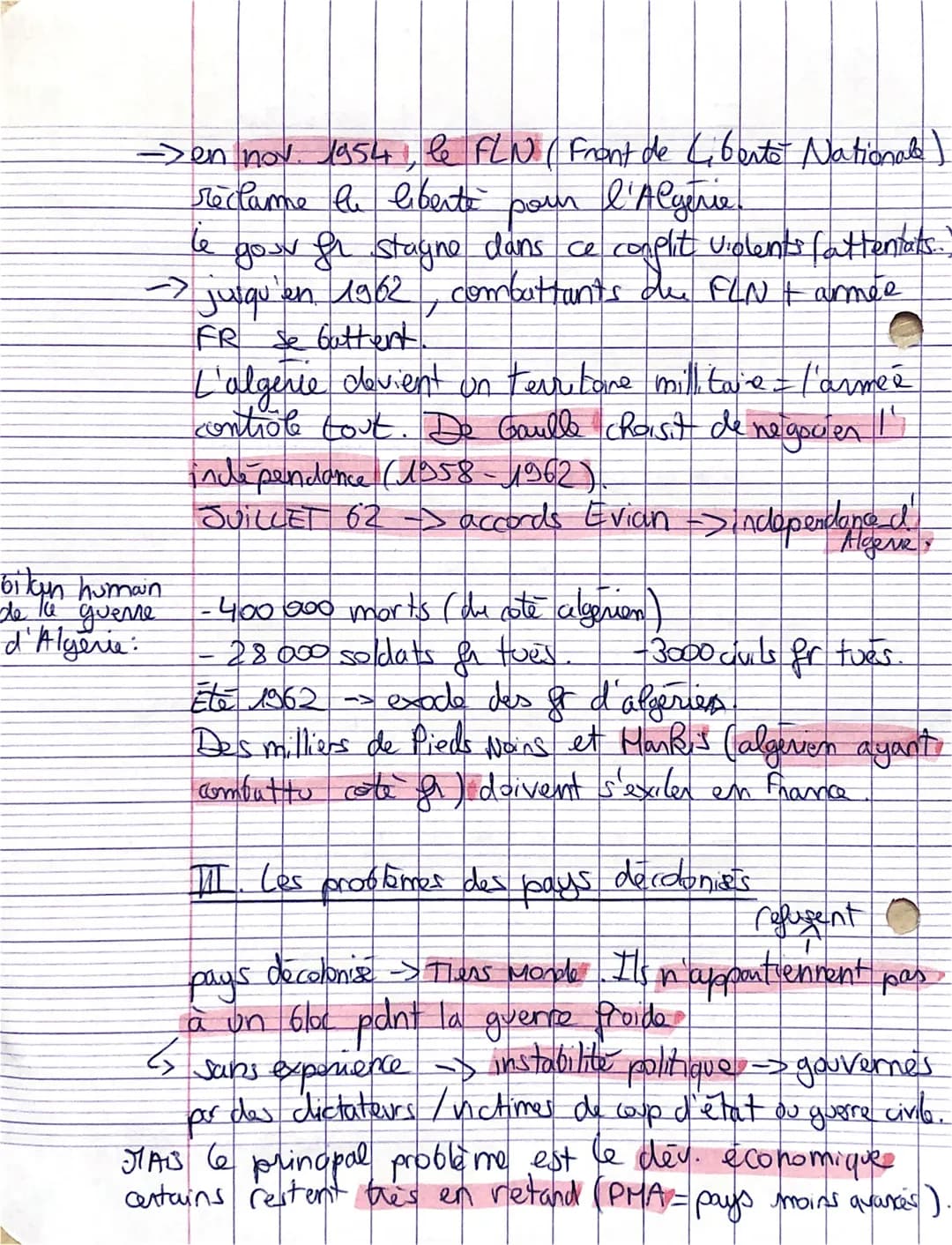 HG) INDEPENDANCES ET CONSTRUCTION DE NOUVEAUX
ETATS
I. les origines de la décolonisation.
colonisation = conquête d'un pays qui devient
dépe