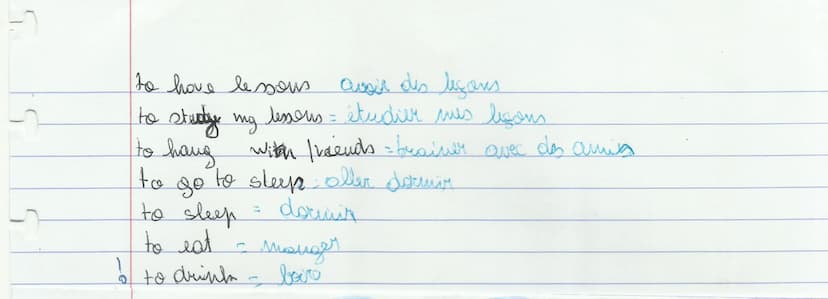 P
I do my
I
home work
go to bed = je vais
I have dinner jo soupes
I have breakfast je dejeunes
=
I brush
I get up
I
my daily activities
-
te