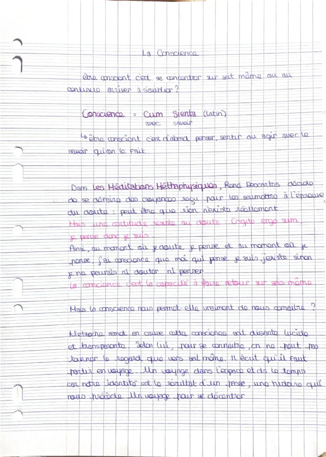 --- OCR Start ---
า
La Conscienco
être conscont cet se concontrer sur seit môme ou au
CORDIALLO arriver à soubhor?
Conscience = Cum Sienta (