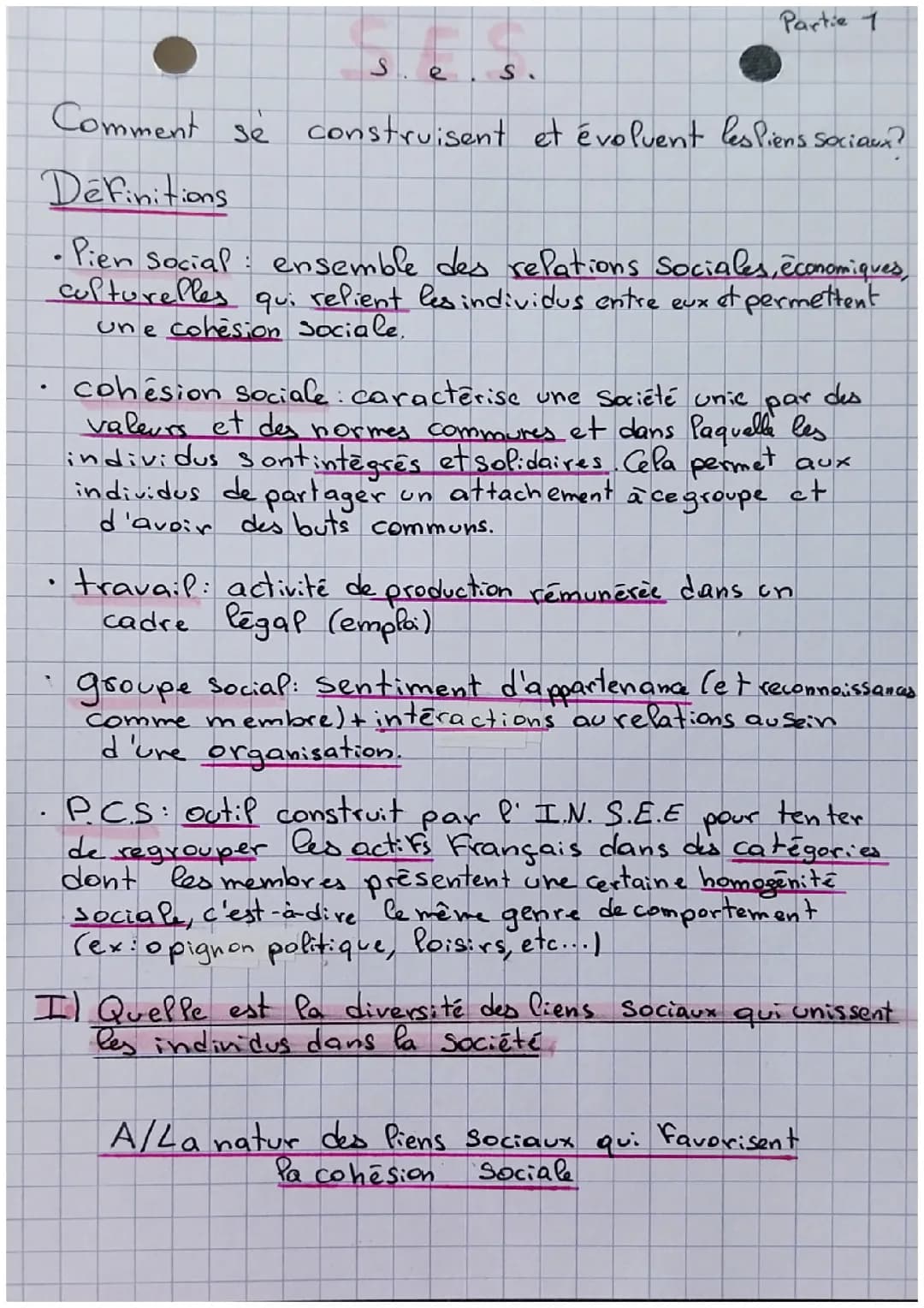 SES- Comment se construisent et évoluent les liens sociaux ?