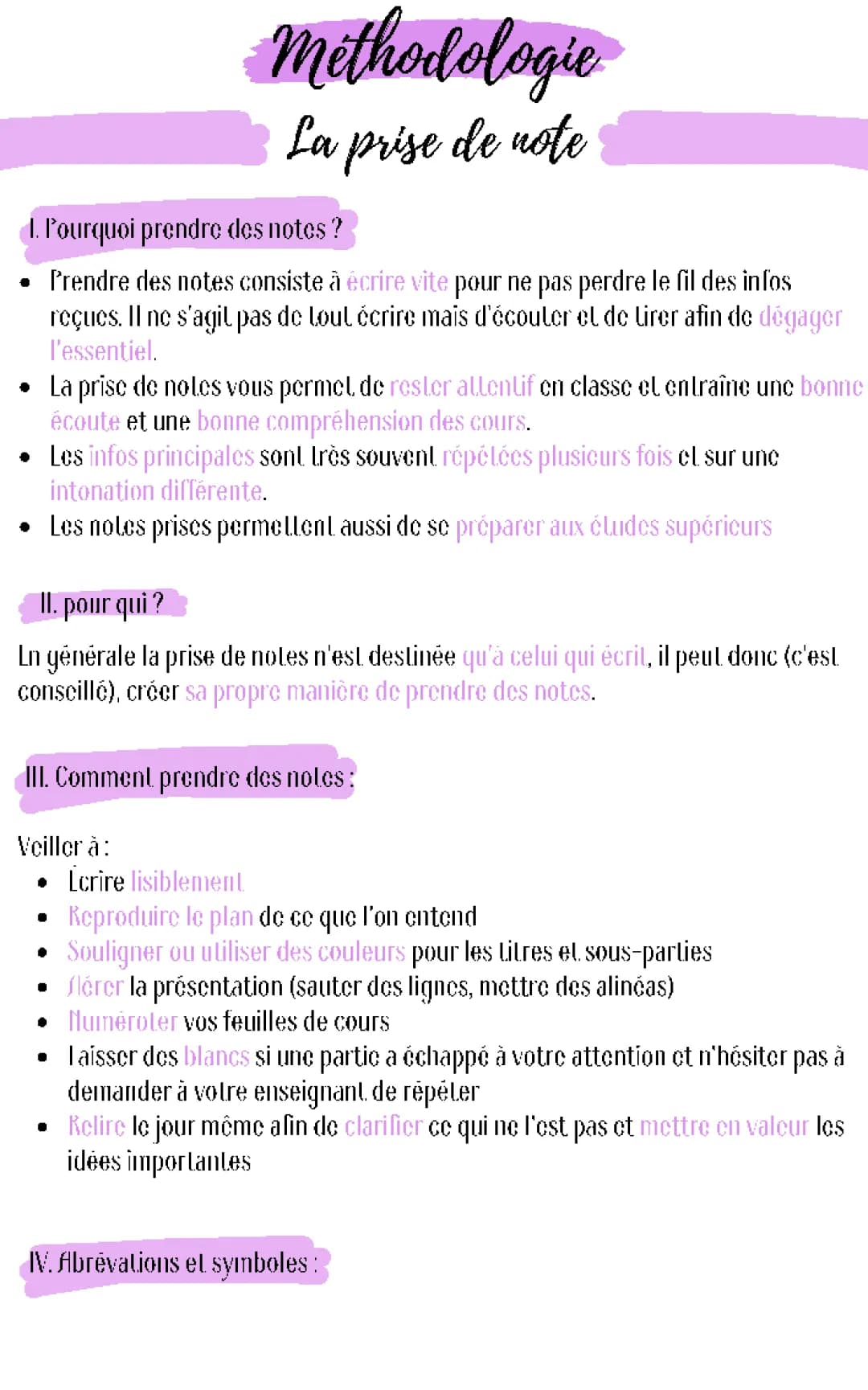 La prise de note