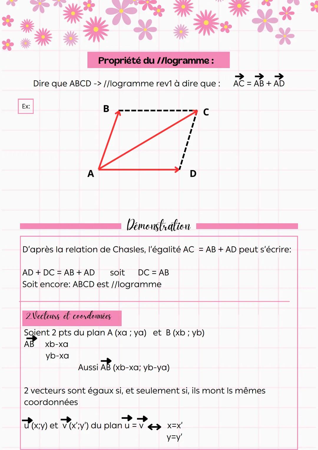 Ma fichecteurs part 2

Somme des Vecteurs

Ex: translation du pt M / le vecteur $\overrightarrow{u} + \overrightarrow{v} = \overrightarrow{w