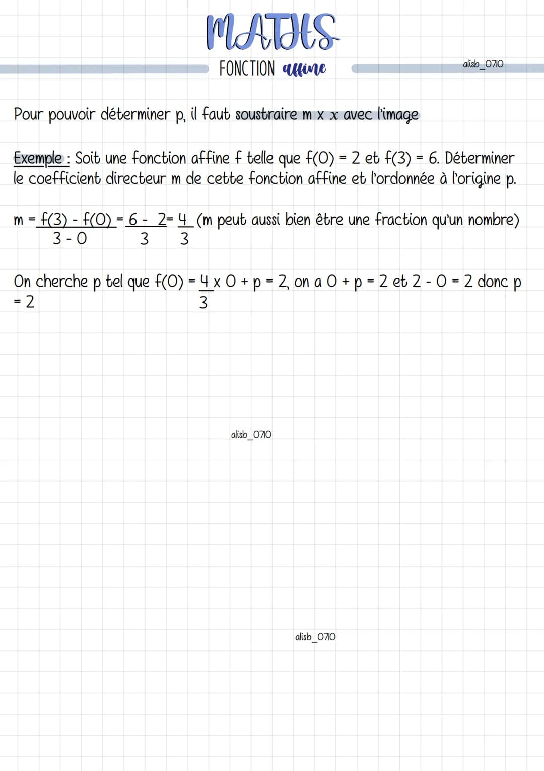 MATHS
FONCTION affine
Définition: Étant donnés deux nombres relatifs m et p, l'outil Mathématique qui
à tout nombre x fait correspondre le n