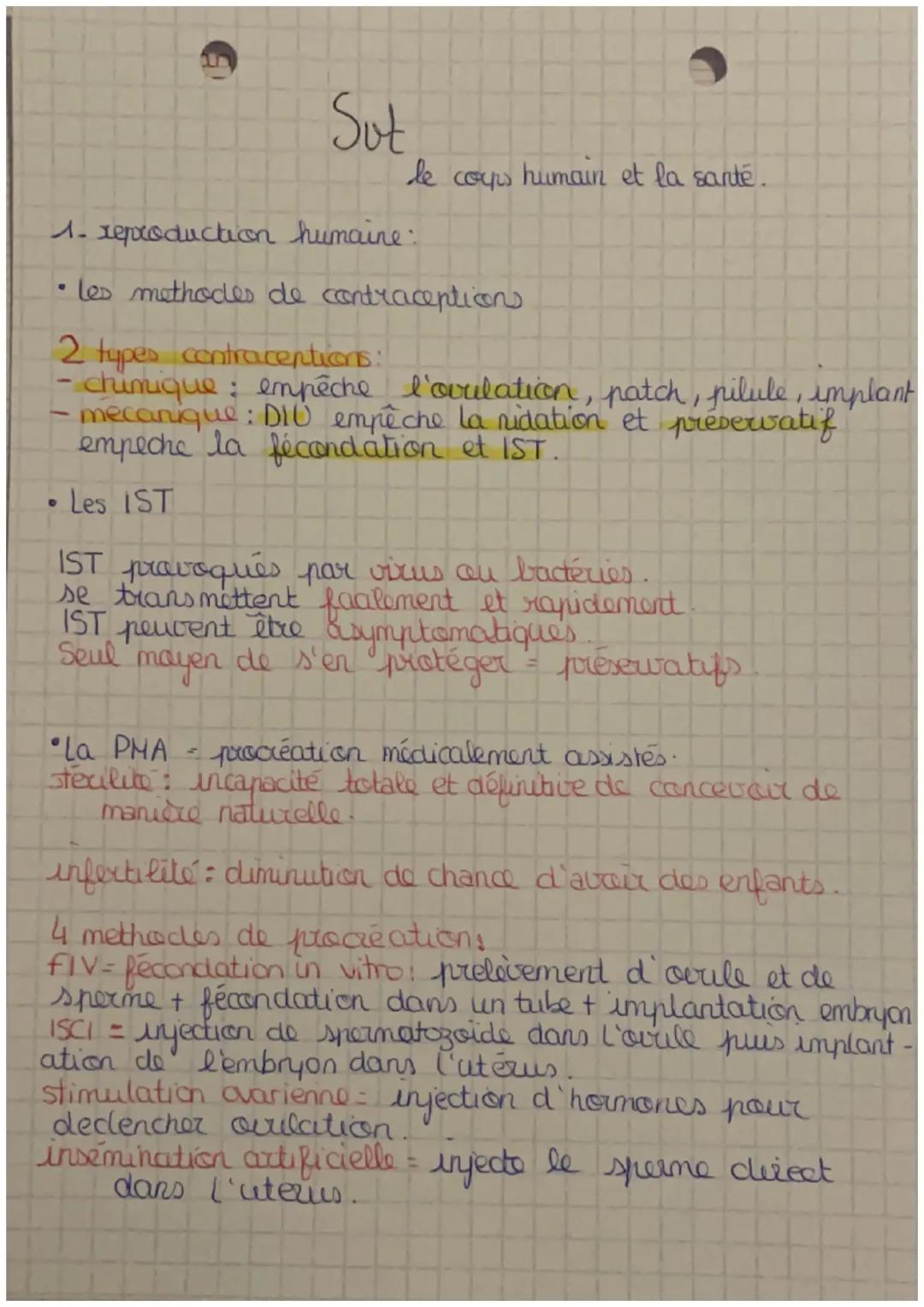 Sut
le corps humain et la santé.

1. xeproduction humaine:

• les methodes de contracepticon

2 types contraceptions:
- chimique empêche l'o