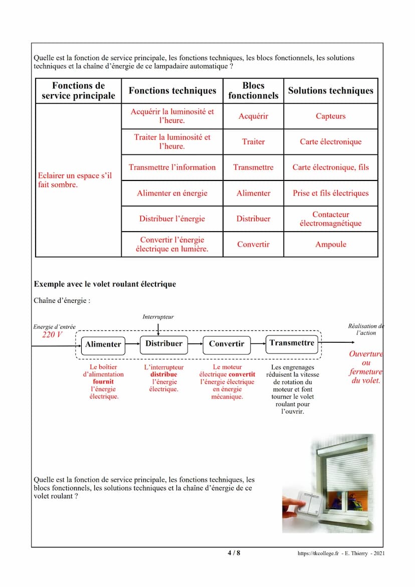 Date:
Classe de 3°.....
1. Un système automatisé
Chaîne d'information
et chaîne d'énergie
Nom:
Un système automatisé est composé de plusieur