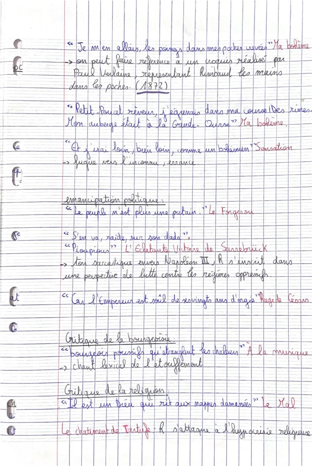 1895 Cahiers de Douai
Arthur Rimbaud
A
Citations
nature
* heureux comme avec une
1870
femme" Sensation
-> la nature prend une dimensión pres