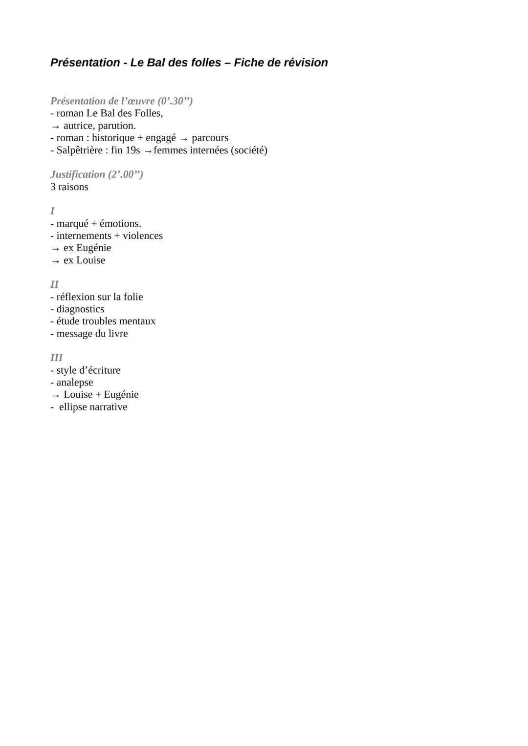 Présentation - Le Bal des folles
Présentation de l'œuvre (0'.30")
J'ai décidé de vous présenter le roman Le Bal des Folles, écrit par Victor