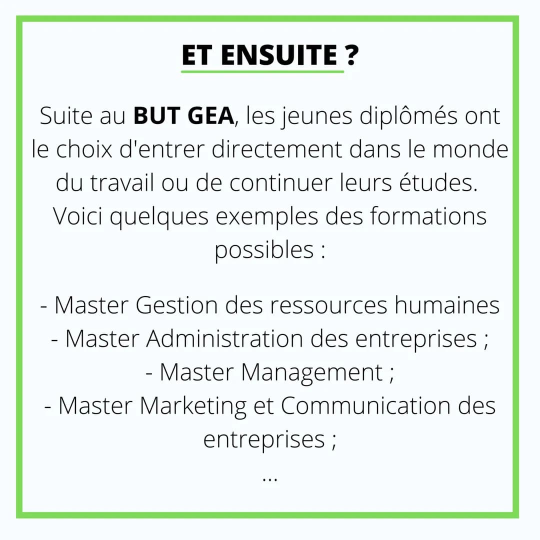 ORIENTATION
BUT GEA C'EST QUOI LE BUT GEA ?
Le BUT (bachelor universitaire de
technologie) gestion des entreprises et
administrations se pré