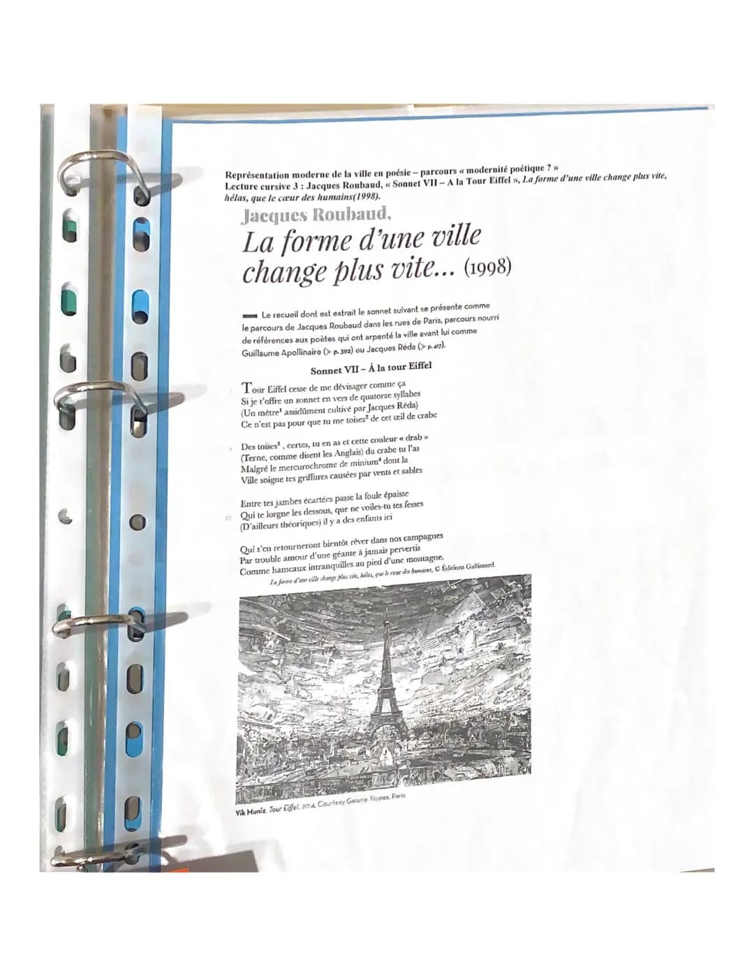 Introduction:
A la Tour Eiffel
Poère contemporain et résistant -> il ft parki
du mouvent Qulipo (l'ouvoù de letterature pistentis
c-a-d qu'i