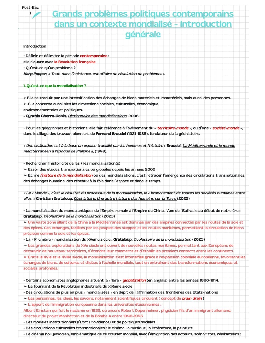 Grands problèmes politiques contemporains dans un contexte mondialisée - Introduction Généralee