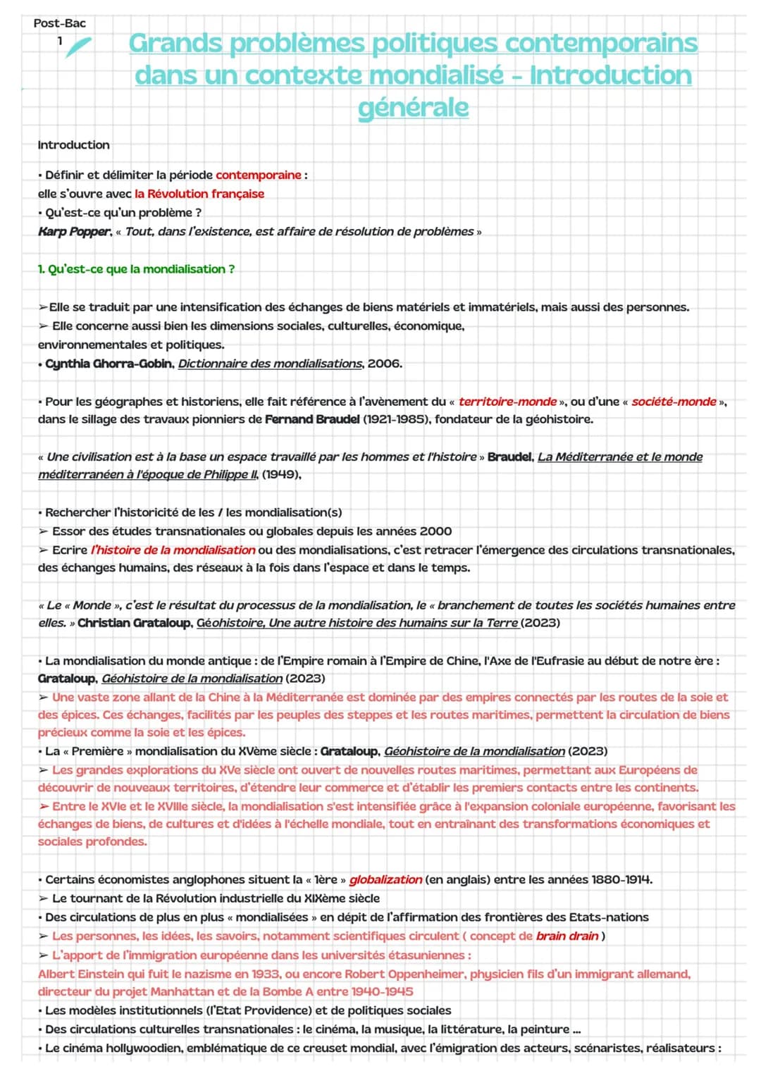Post-Bac
1
Grands problèmes politiques contemporains
dans un contexte mondialisé - Introduction
générale
Introduction
⚫ Définir et délimiter