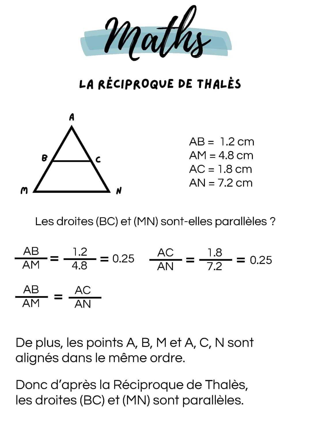 La Réciproque de Thalès
