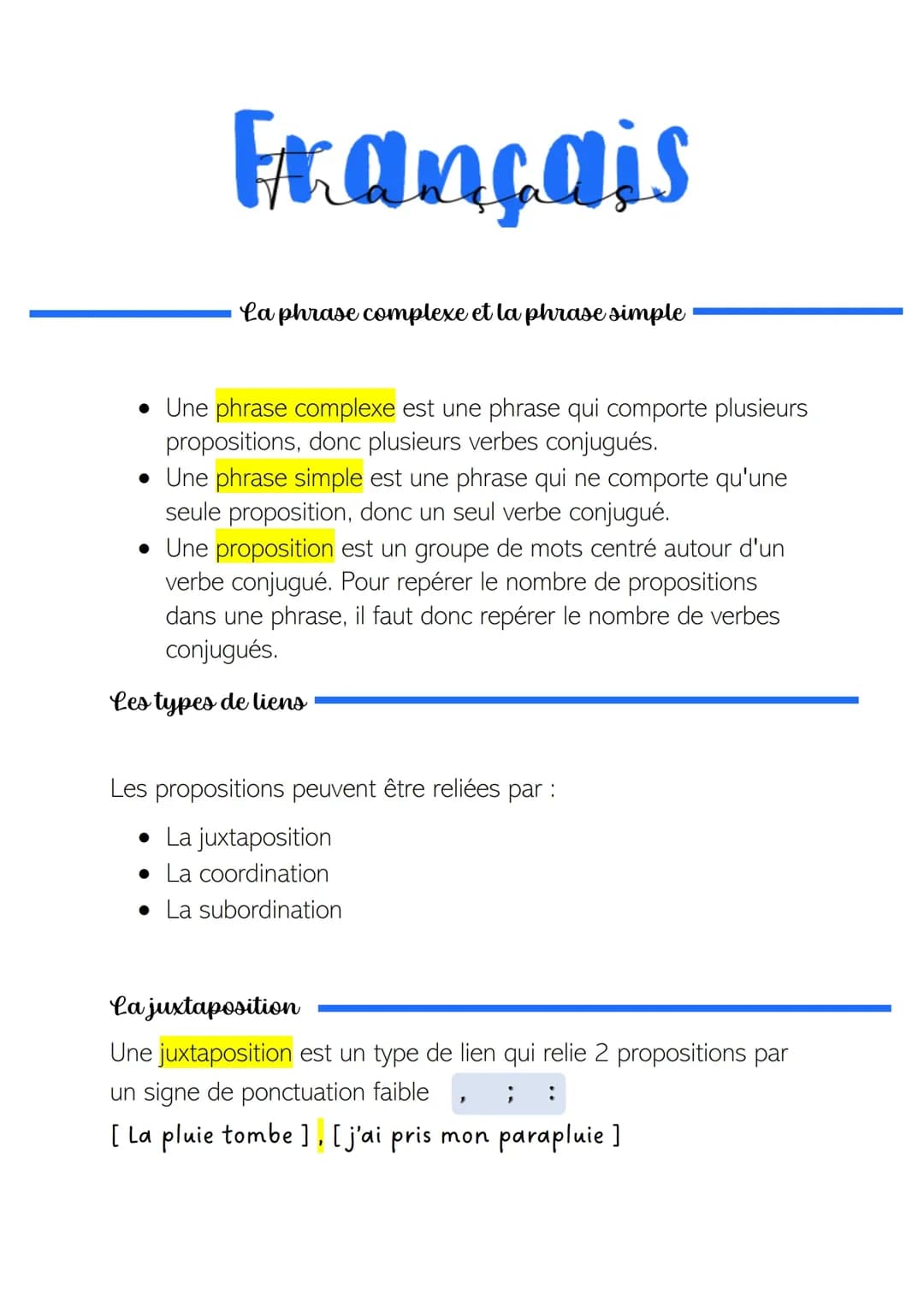 La phrase complexe et la phrase simple 