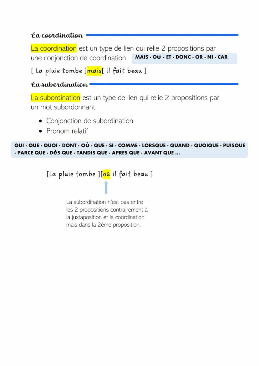 Français
La phrase complexe et la phrase simple
• Une phrase complexe est une phrase qui comporte plusieurs
propositions, donc plusieurs ver