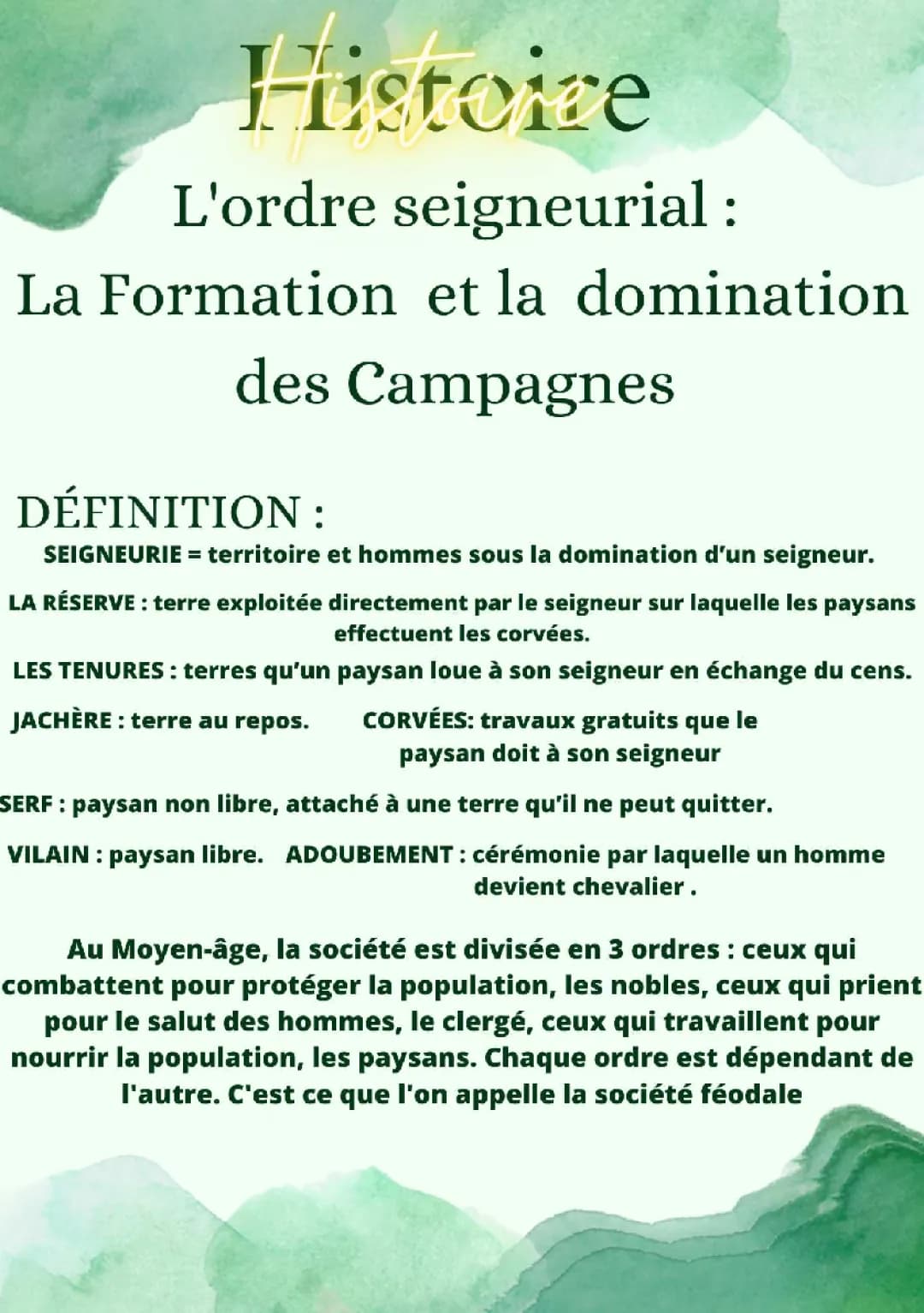 L'ordre Seigneurial 5ème PDF: Société Médiévale, Seigneurie et Féodalité