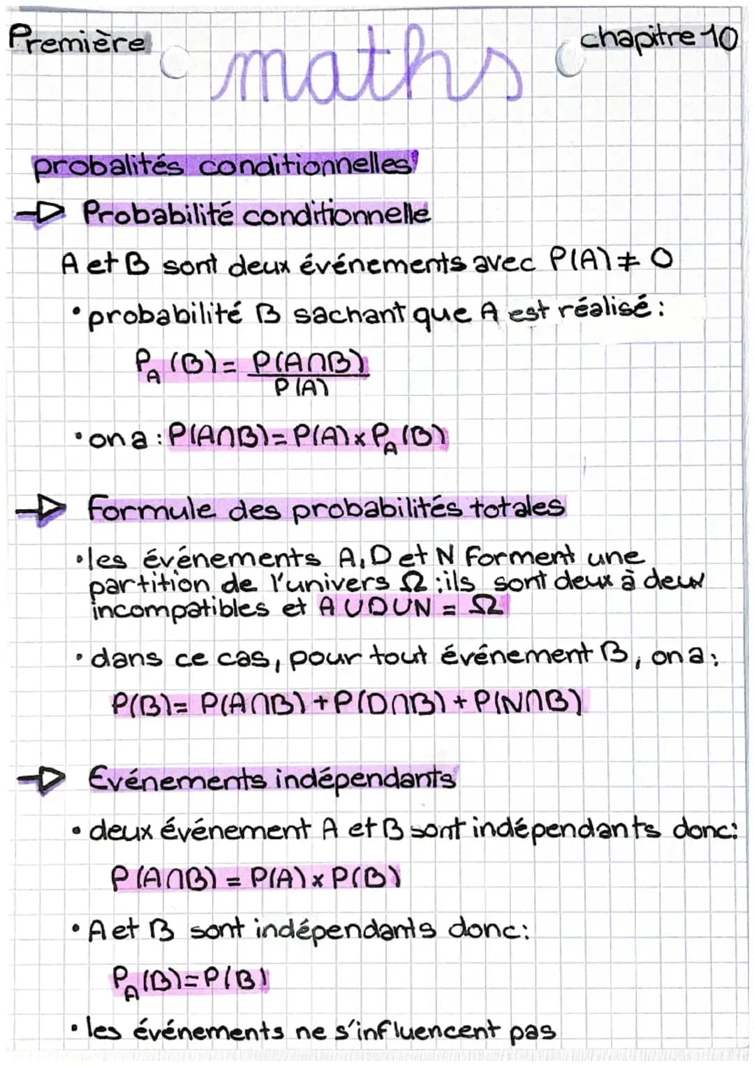  Probabilité conditionnelle