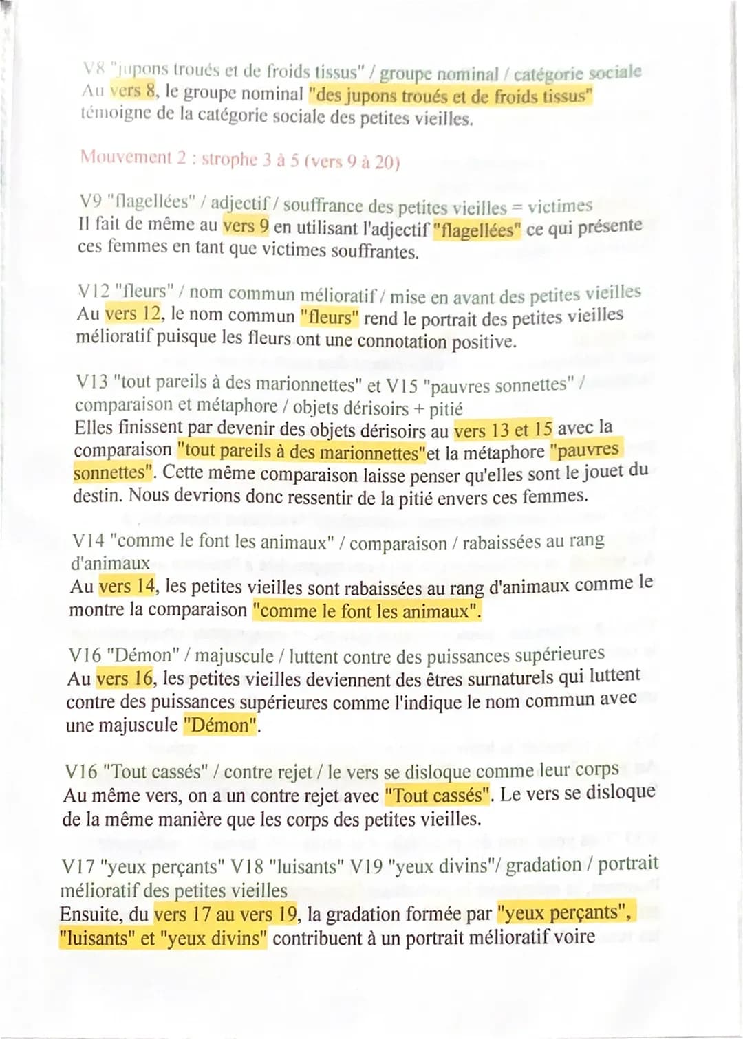 V8 "jupons troués et de froids tissus" / groupe nominal / catégorie sociale
Au vers 8, le groupe nominal "des jupons troués et de froids tis