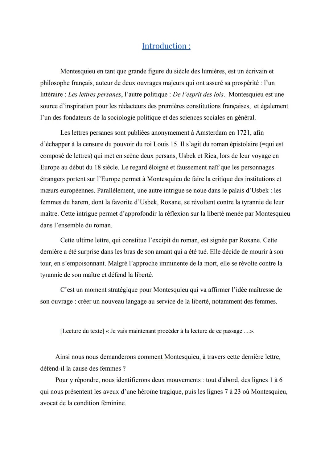 Texte Bac Nº 1: Montesquieu, Les lettres persanes, lettre 161, 1761.
Séquence 1: le roman.
Support: Montesquieu, lettre 161 des Lettres pers