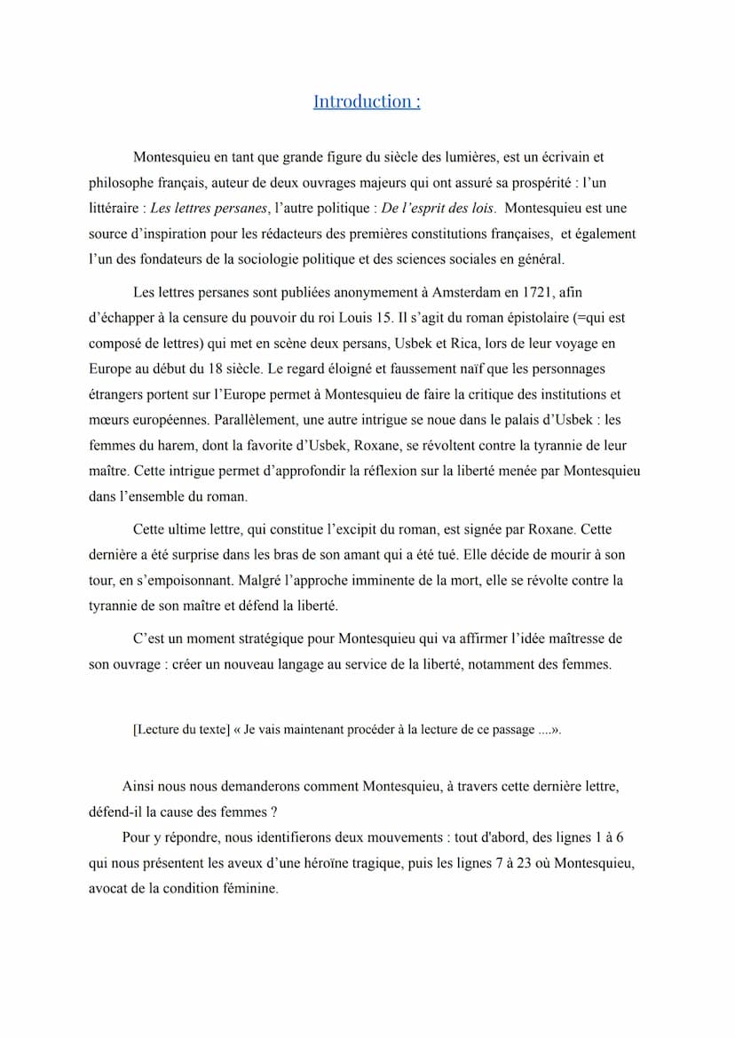 Texte Bac Nº 1: Montesquieu, Les lettres persanes, lettre 161, 1761.
Séquence 1: le roman.
Support: Montesquieu, lettre 161 des Lettres pers