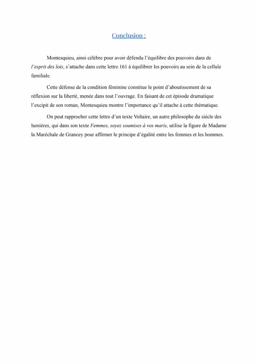 Texte Bac Nº 1: Montesquieu, Les lettres persanes, lettre 161, 1761.
Séquence 1: le roman.
Support: Montesquieu, lettre 161 des Lettres pers