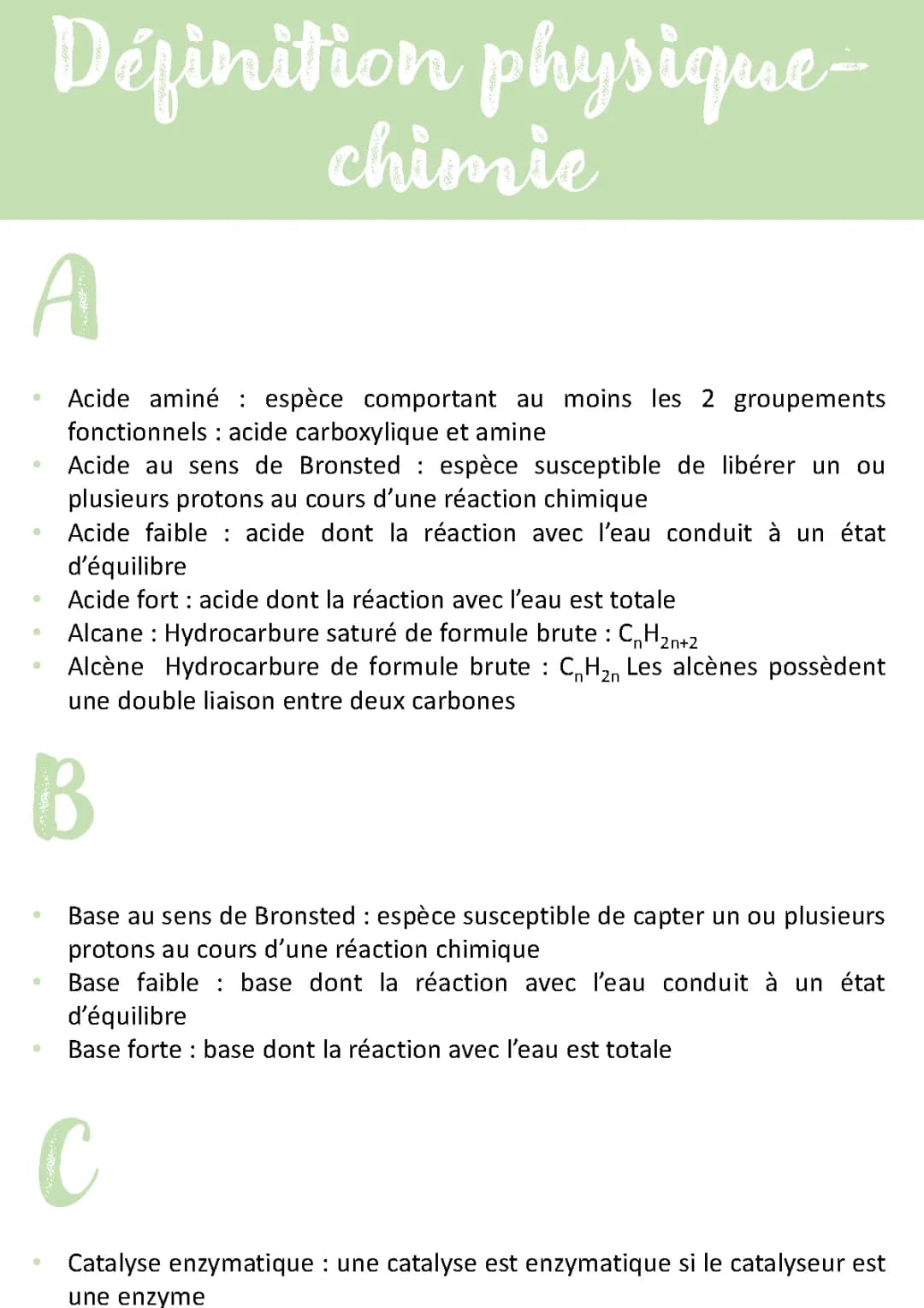 Définitions Essentielles en Physique-Chimie pour le Bac